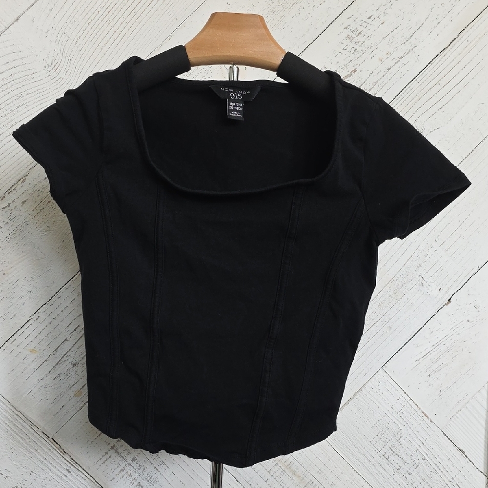 New Look Black Crop Top with Unique Neckline